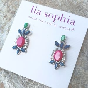 Lia Sophia colorful cubic zirconia floral earrings
